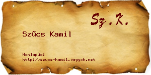 Szűcs Kamil névjegykártya